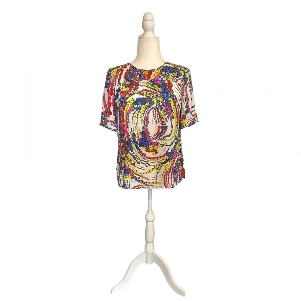 Talbots Colorful Floral Flutter Sleeve Top